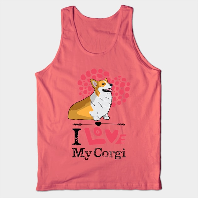 I Love Corgi White T-shirt Tank Top by Filik